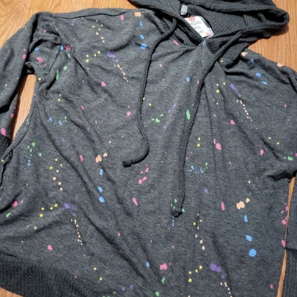 White birch rainbow splatter hoodie